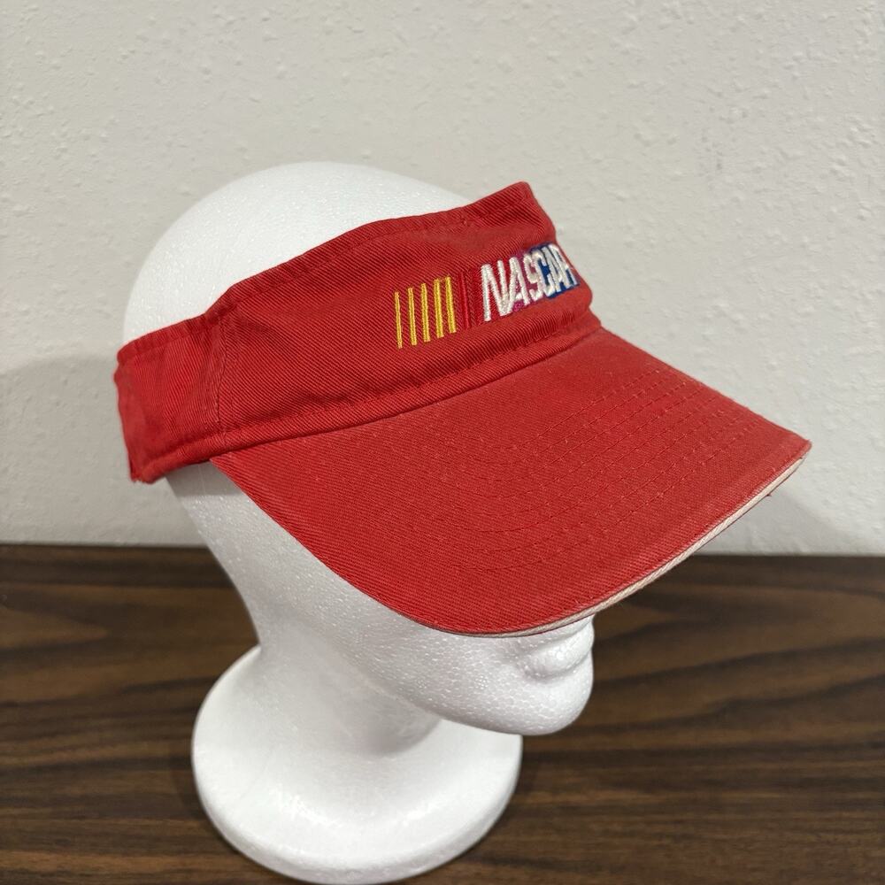 Vintage NASCAR Visor Racing 1990s Embroidered Logo Red‎ Visor Hat Cap